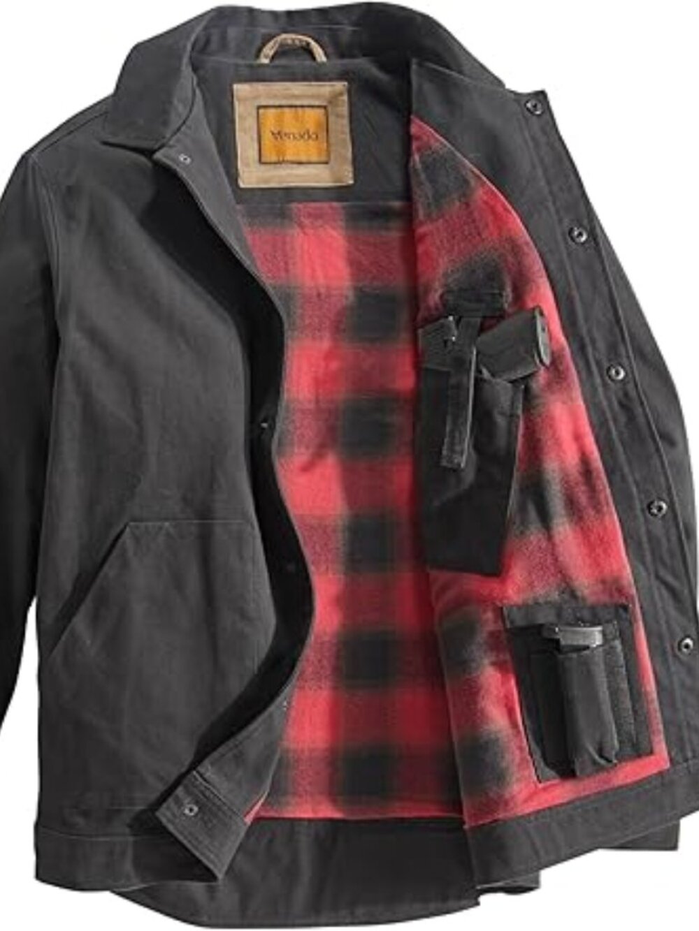 Concealed Carry Flannel Lined Canvas Shirt Jacket - Black | LT